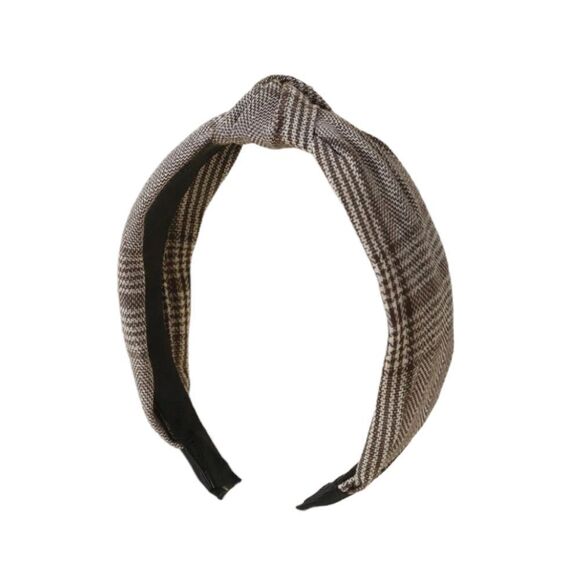 Prince of Wales Check Plaid Knotted Headband - Picture 3 of 3